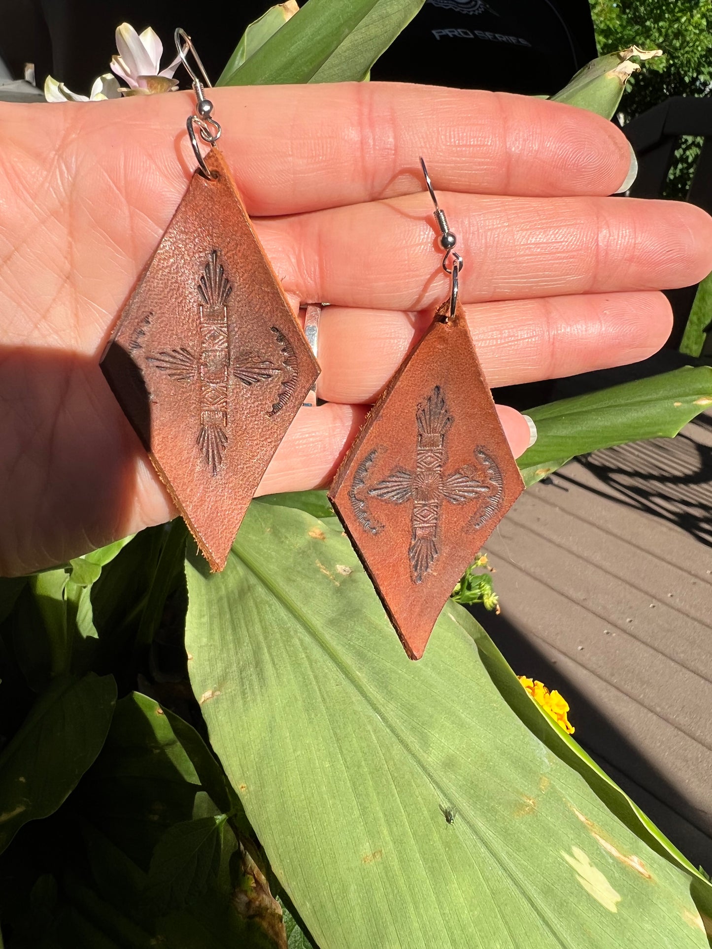 Western Star Leather Earrings