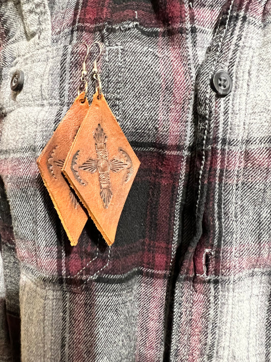 Western Star Leather Earrings