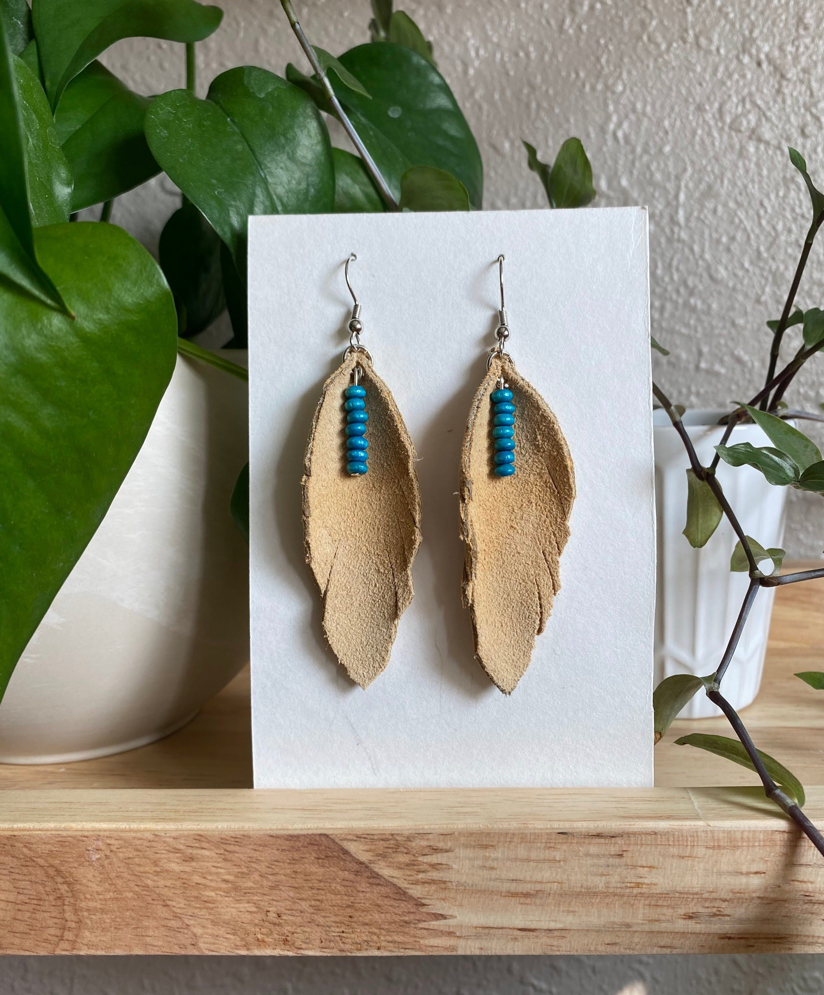 Tiny Beads Feather Gemstone Earrings – Social Change Butterfly