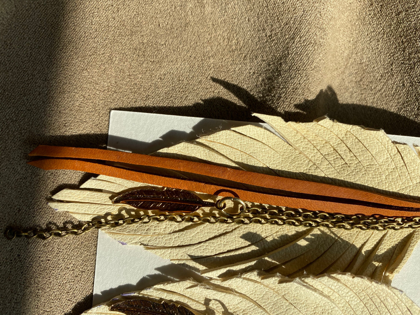 White Suede Feather Earring