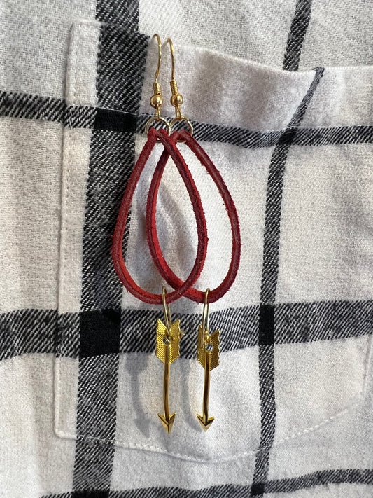 Red Leather Hoops with Arrow