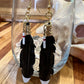 Leather Feather Earrings - Black and White