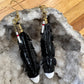 Leather Feather Earrings - Black and White