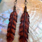 Leather Feather Earrings - Red Hawk
