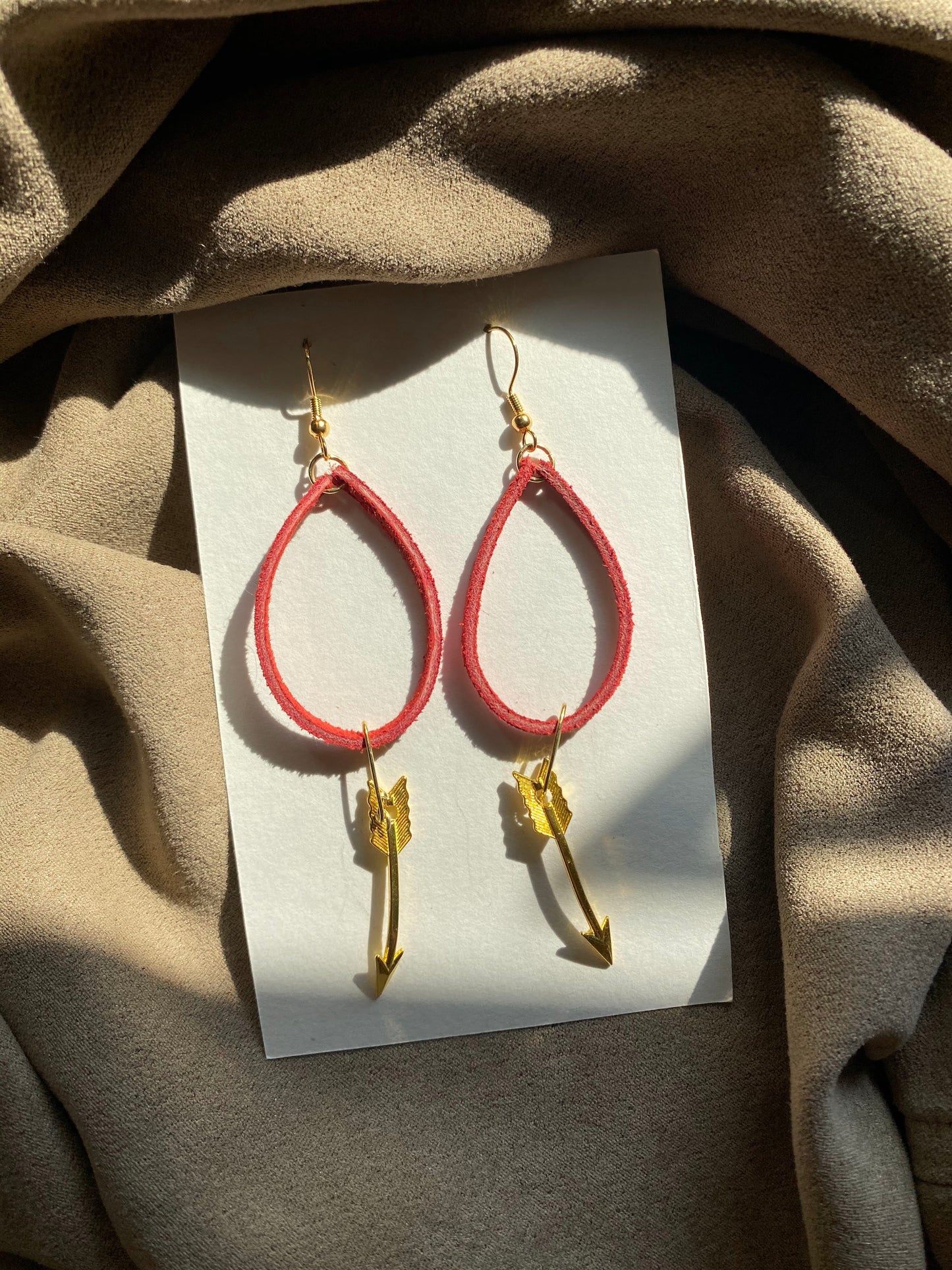 Red Leather Hoops with Arrow
