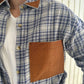 Flanelle de marque Woolrich avec poche en cuir et coins de col, taille m
